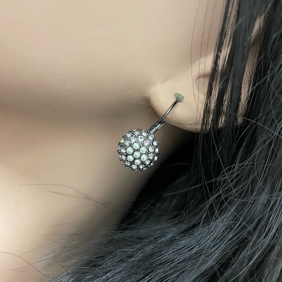 SALE! Pearl and CZ drop earrings - Picture 2 of 4